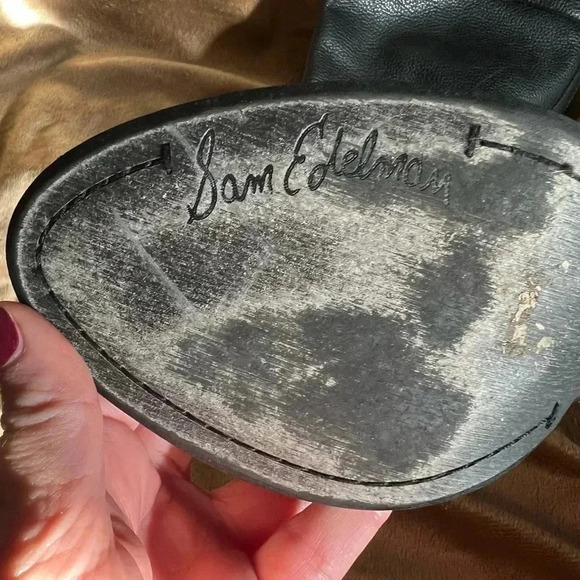 Knee-high high heeled, Sam Edelman, leather boot in charcoal gray - Picture 5 of 5